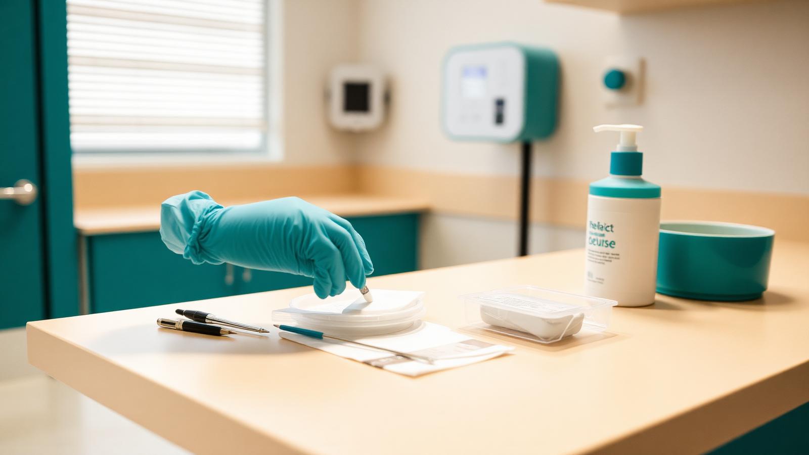 Clinical wound-care setting with hyperbaric equipment in the background